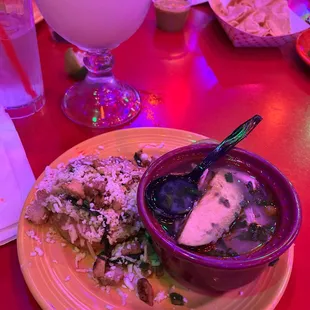 a plate of mexican food