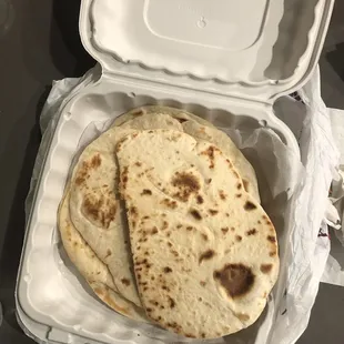 My mom ordered a dozen of tortillas, and this is what they looked like, yikes