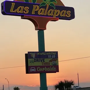 The big LAS PALAPAS sign along the interstate.