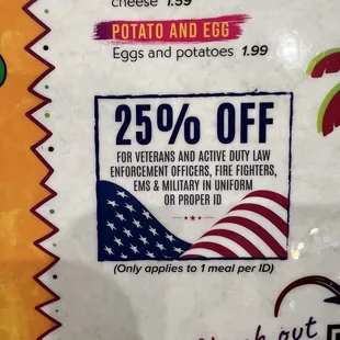 Military discount dependent ID does not count