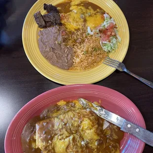 LP Special Plate and Nacho Style Burrito with Carne Guisada