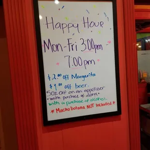 a happy hour sign