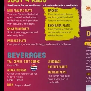 Menu stated Mexican Pepsi