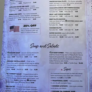 a menu for a mexican restaurant
