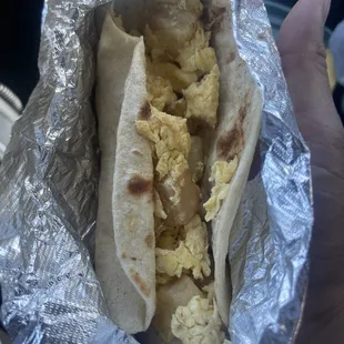Potato and egg taco