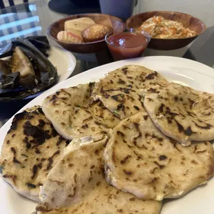 Larocco and Chiccharron Pupusas and tamale.