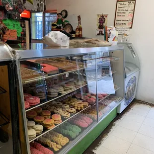 donuts in a display case