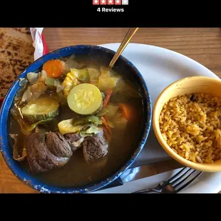 Caldo de Res ( beef soup with vegetables).