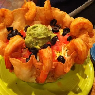 Taco salad with shrimp