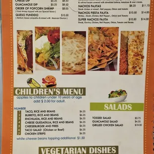 a menu for a mexican restaurant