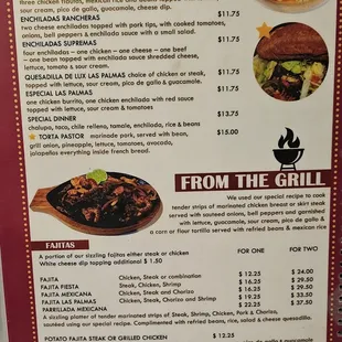 a menu for a mexican restaurant