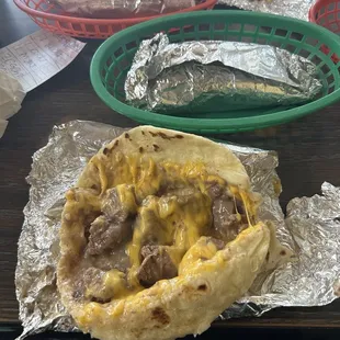 Carne guisada with cheese. The good cheese