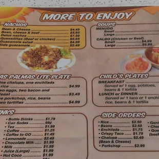 a menu for a mexican restaurant