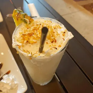 a dessert and a drink