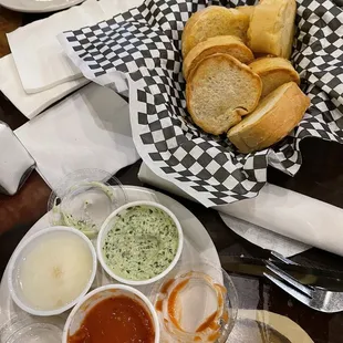 Garlic Cuban bread with Side sauces