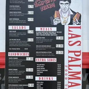Menu posted on the food truck