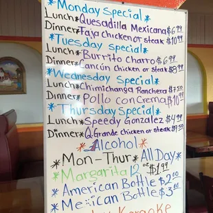 Specials posted on 6/24/18