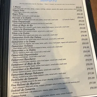 Menu as of 10/9/2023