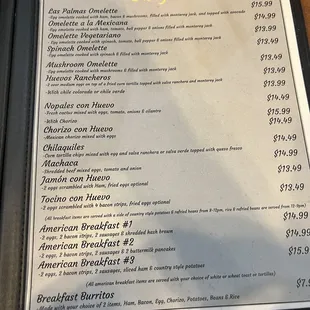 Menu as of 10/9/2023