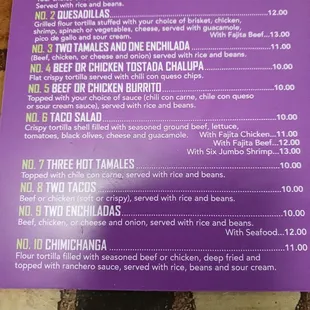 menu