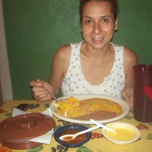 enjoying one of their daily specials (enchilada plate) for a buck more u can get da chicken or beef.