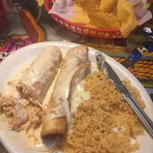 Chicken chimichanga,  I kind of forgot to take the pic until after the first bite.