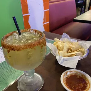 Margarita, chips and salsa