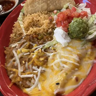 Pick any two : cheese enchilada and a crunchy beef taco