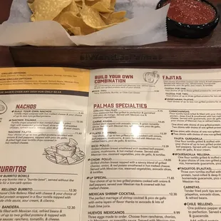 Partial menu and chip box