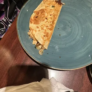 Chicken quesadilla with onions