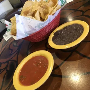Bean dip and salsa
