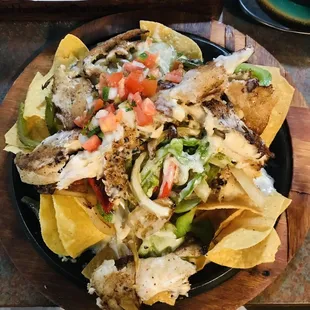 Fajita nachos with grilled tilapia (so good!)