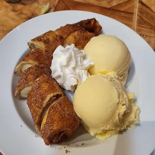 Fried Banana with coconut ice cream