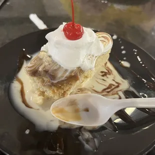 1/2 serving of the Quatro Leches- took half home.  Excellent!!!