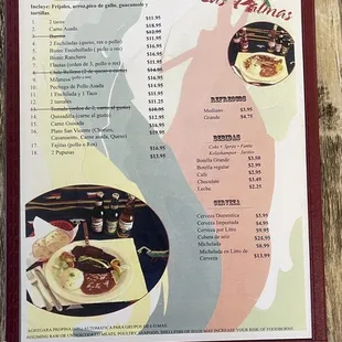 Menu - Mariscos / A La Carta / tacos / burritos / antojitos Mexicanos