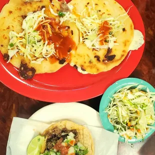 mexican food on a red plate