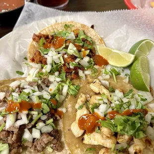Tacos - asada, pollo, chorizo.