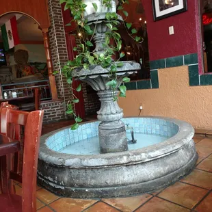 a fountain in a restaurant