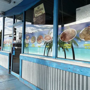 Picture of the front taken from an outdoor bench.