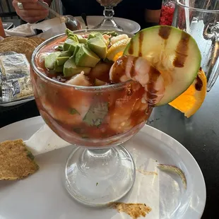 Cóctel de Camarón and Aguas chiles were to die for in this brutal heatwave in Los Banos