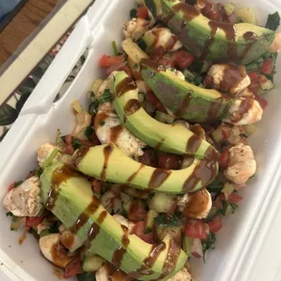2 tostada de ceviche de camaron