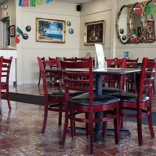 tables and chairs in a restaurant