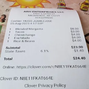 A la carte order, underwhelming