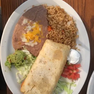 Chimichanga w/rice and beans.
