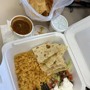 Chicken Quesadilla with double rice