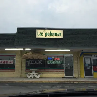 Looking at the restaurant from the parking lot