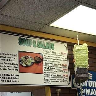 a menu for soup and salads