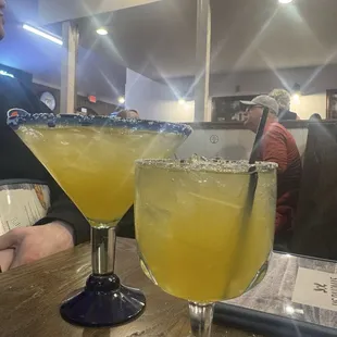 Small and Large margaritas great flavor and not overly strong