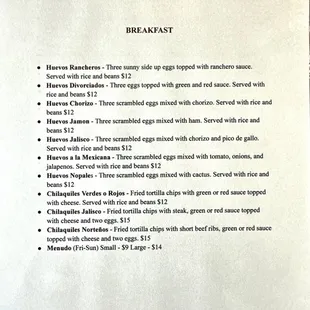 Breakfast Menu