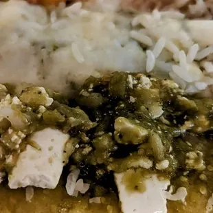 Close up of the Enchiladas Verdes